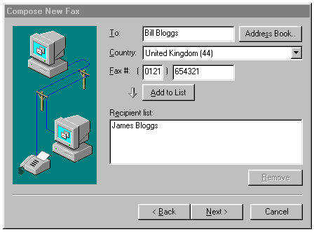 Compose New Fax Screen 1