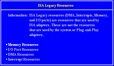 ISA Legacy Resources Screen