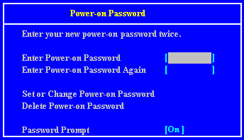 Power-on Password Screen