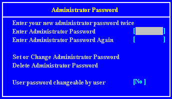 Administrator Password Screen