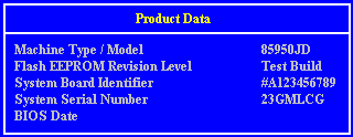 Product Data Screen