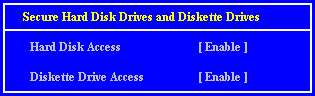 Secure Hard Drives and Dirskette Drives Screen