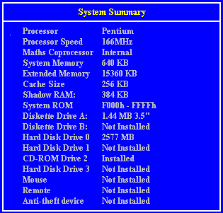 System Summary Screen