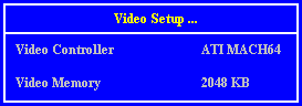 Video Setup Screen